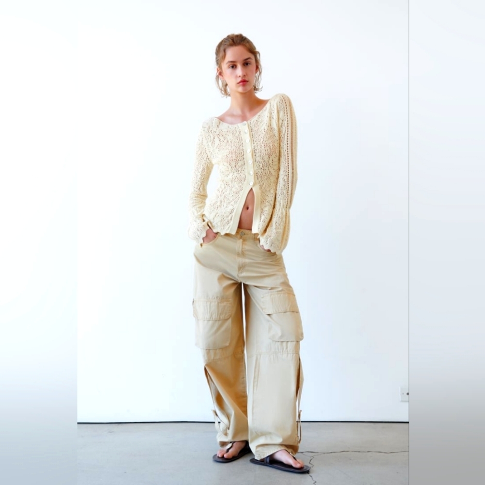 NEW Small ZARA POINTELLE KNIT JACKET